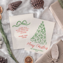 Retro Vintage Hand Drawn Ribbons Treweihnachtliche