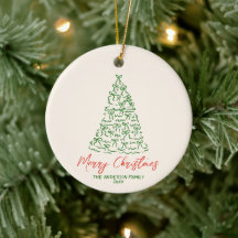 Retro Vintage Hand Drawn Ribbons Treweihnachtliche