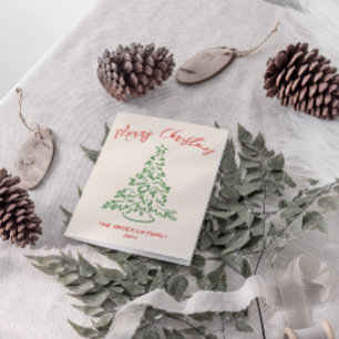 Retro Vintage Hand gezeichnet einzigartigen Baum W Feiertagskarte