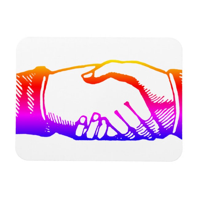 Retro Vintage Hände Handschlag Gratulation Magnet (Horizontal)