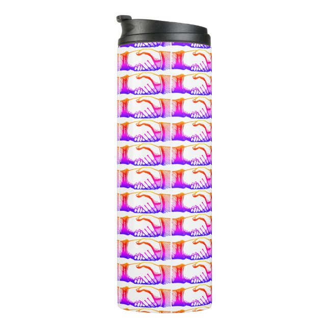 Retro Vintage Hände Handschlag Gratulation Thermosbecher (Nach rechts gedreht)