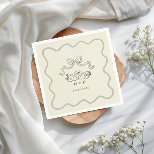Retro Vintage handgezeichneter Schwan Streifen Hoc Serviette