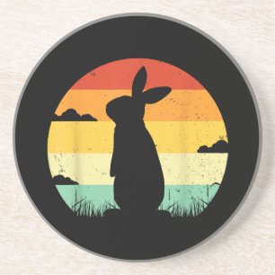 Retro-Vintage-Hase im Stil der 80er für Kaninchenl Getränkeuntersetzer