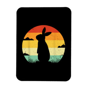 Retro-Vintage-Hase im Stil der 80er für Kaninchenl Magnet