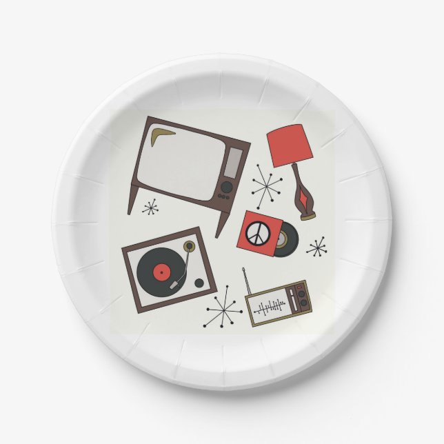 Retro, Vintage Haushaltsartikel Pappteller (Vorderseite)