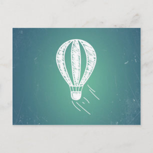 Retro Vintage Heißluftballon Türkiser Hintergrund Postkarte
