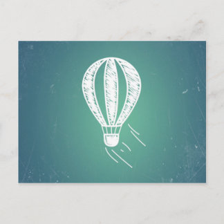 Retro Vintage Heißluftballon Türkiser Hintergrund Postkarte