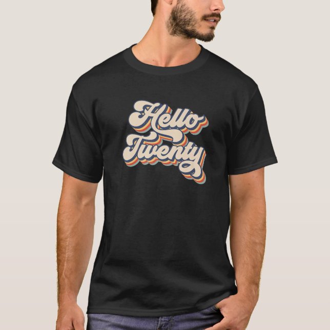 Retro Vintage Hello Twenty 20Th Birthday T-Shirt (Vorderseite)