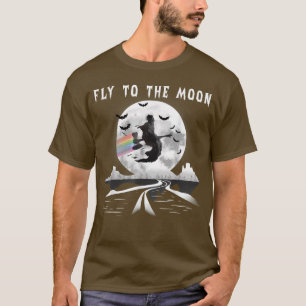Retro Vintage Hexe fliegen zum glücklichen Hallowe T-Shirt