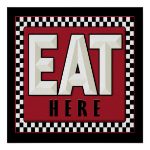 Retro - Vintage HIER ESSEN Poster