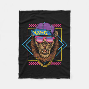 Retro Vintage Hip Hop Löwe trägt Snapback Illustra Fleecedecke