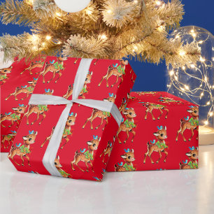 retro vintage Hirsch Weihnachten gefliest Geschenkpapier
