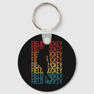 Retro-Vintage-Hockey Hockey auf dem Feld Schlüsselanhänger
