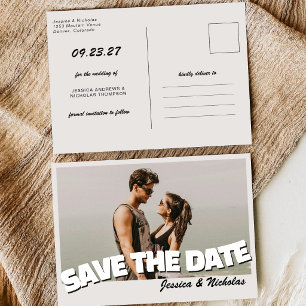Retro Vintage Horizontales Hochzeitsfoto Save The Date