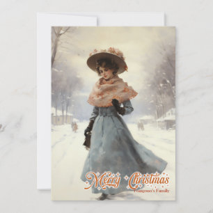 Retro vintage hübsche Frau in Schnee Weihnachten S