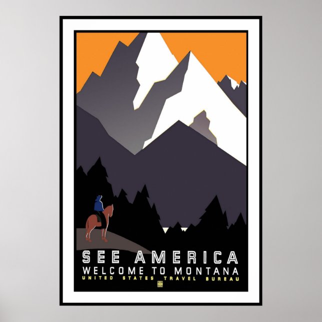 Retro Vintage Image Travel Montana Poster (Vorne)