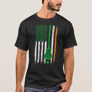Retro Vintage Irisch Usa Flagge Sport Lacrosse St. T-Shirt