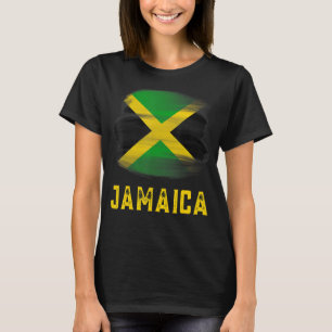 Retro Vintage Jamaika-Flagge Roots-Wasserfarben Sp T-Shirt