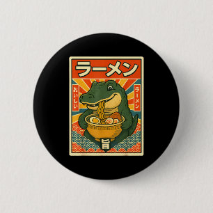 Retro Vintage Japanisches Ramen Greg Meme Krokodil Button