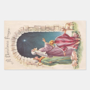 Retro Vintage Jesus Ein Weihnachtsgebet Rechteckiger Aufkleber