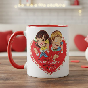 Retro-Vintage-Junge-Mädchen-Valentinstag Tasse