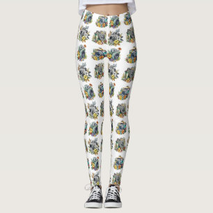 Retro-Vintage-Kameras mit hübschen Blumen Leggings