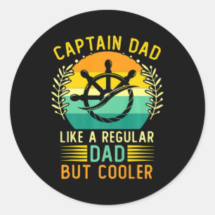 Retro Vintage Kapitän Papa Vatertag Boot Runder Aufkleber