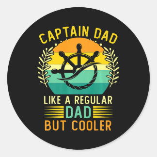 Retro Vintage Kapitän Papa Vatertag Boot Runder Aufkleber