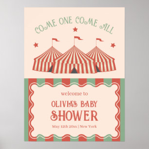 Retro-Vintage-Karneval-Zirkus-Baby-Shower-Willkomm Poster
