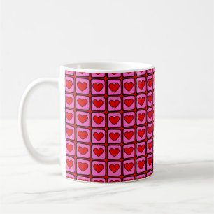 Retro Vintage Karomuster Herz Y2K Design Kaffeetasse
