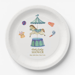 Retro Vintage Karussell Karneval Baby Shower Pappteller