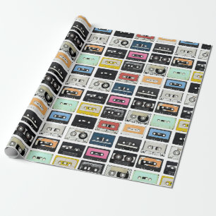 Retro-vintage-Kassette-Mix-Tapes-Kunstmuster Geschenkpapier