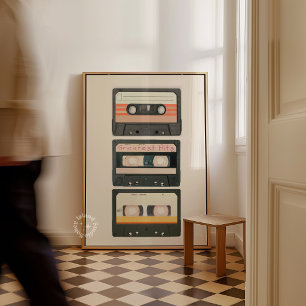 Retro-Vintage-Kassetten-Druck 80er-Musik-Wandkunst Poster