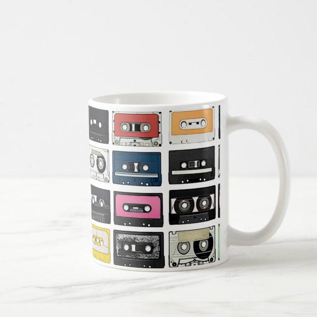Retro Vintage Kassetten-Mischung nimmt Kunstmuster Kaffeetasse (Rechts)