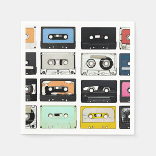 Retro Vintage Kassetten-Mischung nimmt Kunstmuster Serviette