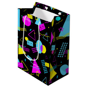 RETRO VINTAGE KASSETTENBAND FARBENFROHE FORMEN MITTLERE GESCHENKTÜTE