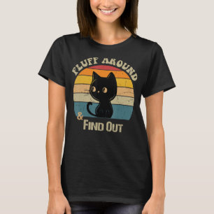 Retro Vintage Katze Flusen herum und finde heraus  T-Shirt