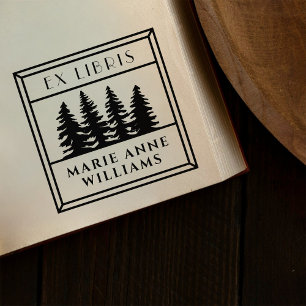 Retro Vintage Kiefern Ex Libris Bibliothek Permastempel