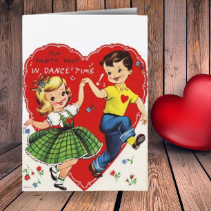 Retro Vintage Kinder tanzen Tag des Valentins Feiertagskarte