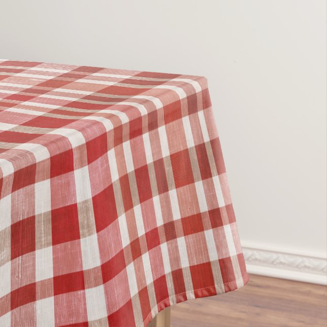 Retro Vintage Kirschrot Texturiert Kariert  Tischdecke (Beispiel)
