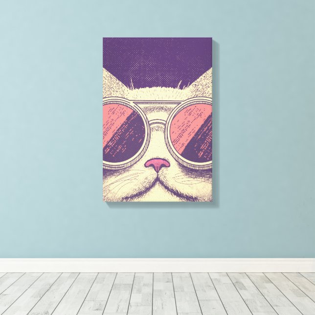 Retro Vintage Kitty Leinwanddruck (Insitu (Holzboden))