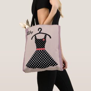 Retro-Vintage-Kleid mit Punkten in Schwarz-Weiß-Ko