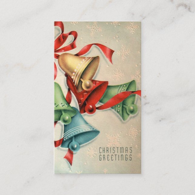 Retro Vintage kleine Karten der Weihnachtsglocken (Vorderseite)