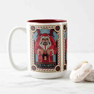 Retro Vintage Krampus und das Alte, Dunkle Weihnac Zweifarbige Tasse