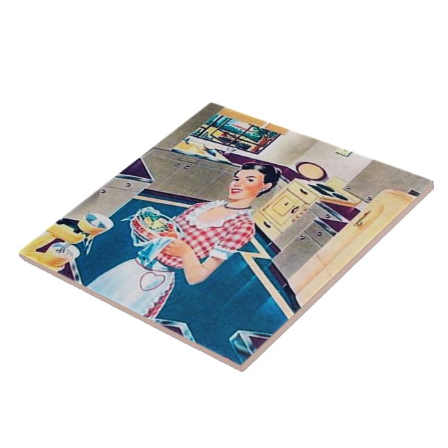 Retro-Vintage Küchendame Fliese (Seite)