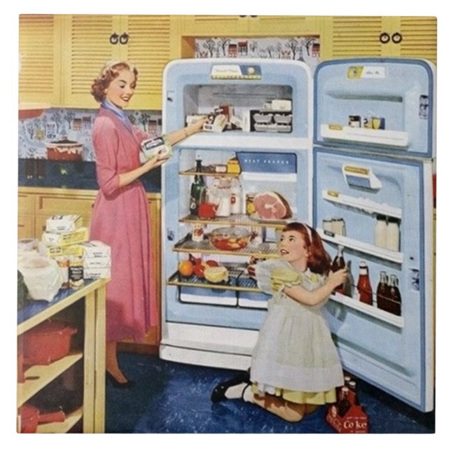 Retro Vintage Küchendekoration Fliese (Vorderseite)