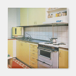 Retro-Vintage-Küchenszene aus den 1950er Jahren Magnet