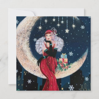 Retro Vintage Kunst Deko Dame hinzufügen Feiertagskarte