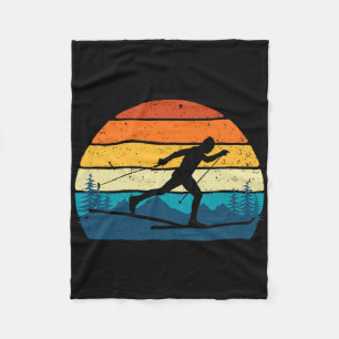 Retro Vintage Langlauf - Wintersport Fleecedecke