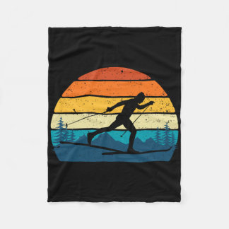 Retro Vintage Langlauf - Wintersport Fleecedecke